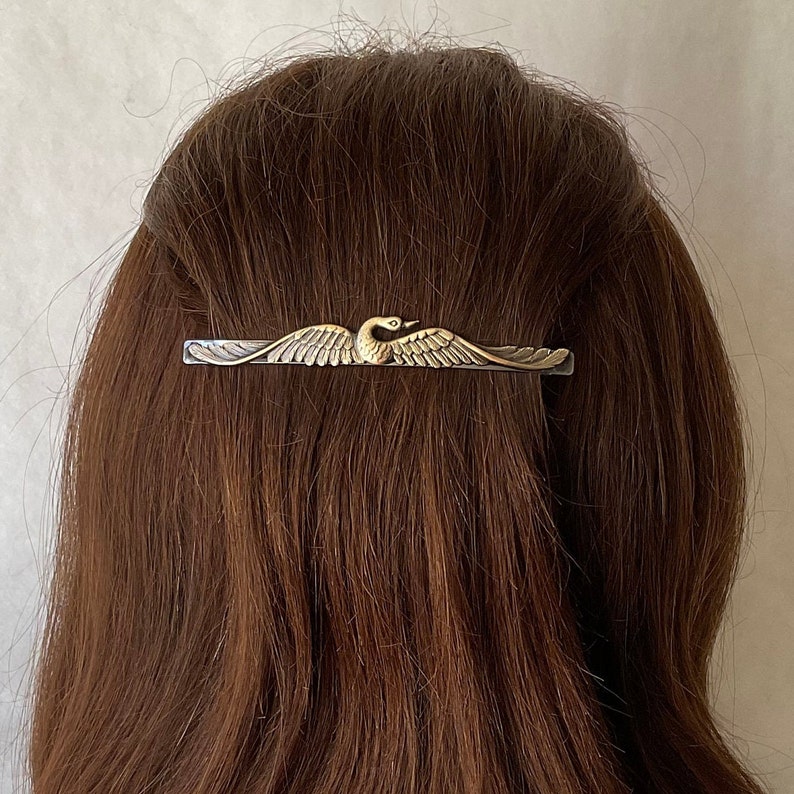 SWAN BARRETTE Silver Barrette Swan Hair Accessory Barrettes and Clips image 4