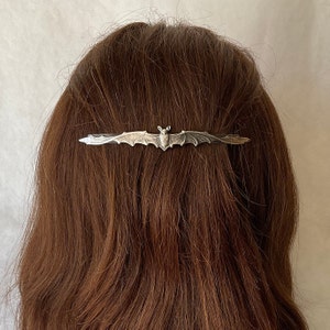 Bat Barrette French Barrette Silver Barrette Bat Hair Clip Bat Accessory Halloween Accessory Barrettes for Women image 8