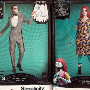 UNCUT Simplicity Costume Sewing Patterns~~Beetlejuice (R11145/S9343)  & Sally (R11150/S9344)~~Costume + Face Mask Patterns