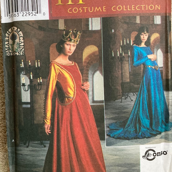 UNCUT Medieval/Renaissance Costume Sewing Patterns ~~ Misses' Historical Gowns, Hats & Tabards ~~ Sizes 16-20