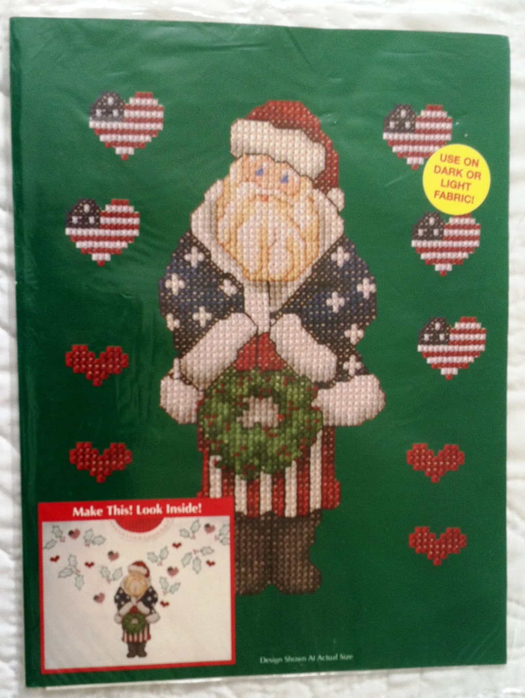 Nosew Holiday Ironon Transfer by Plaid Patriotic American Santa looks