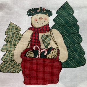 Fabric Traditions Snowman w/Trees Shelf Sitter ~~ Christmas Decor Fabric Panels ~~ Quick and Easy Holiday Panels ~~ Just Cut, Stitch & Stuff