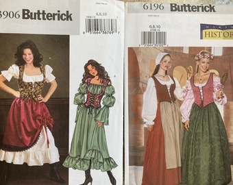 UNCUT Elegant Butterick Costume/Cosplay/Renaissance Faire Sewing Patterns ~~ Gentle Lady or Cabaret ~~ Misses Sizes 6,8,10 in Each Envelope