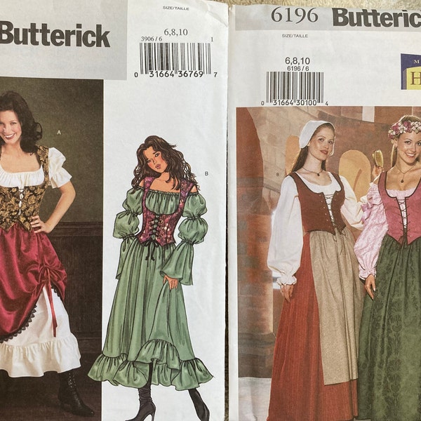 UNCUT Elegant Butterick Costume/Cosplay/Renaissance Faire Sewing Patterns ~~ Gentle Lady or Cabaret ~~ Misses Sizes 6,8,10 in Each Envelope