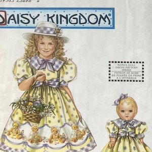 Vintage (1999), UNCUT Simplicity Sewing Pattern 0620 (9098) ~~ Daisy Kingdom Child&#39;s Dress for Girls & 18&quot; Dolls ~~ Size BB (5,6,7,8)