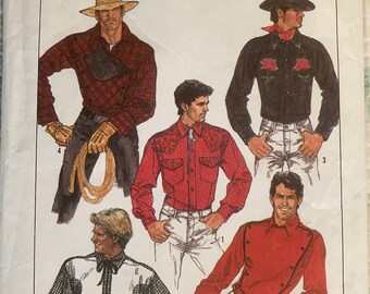 CUT, COUNTED, COMPLETE Vintage (1987) Simplicity Authentic Men's Western Sewing Pattern 8473 ~~ Size 42