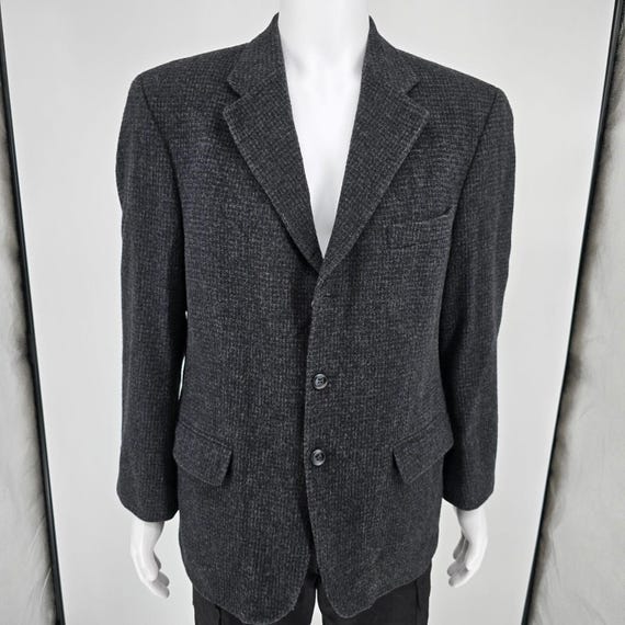 Vintage Y2K Barrington Wool/Camelhair Blend Textured Charcoal Sports Coat (40S)