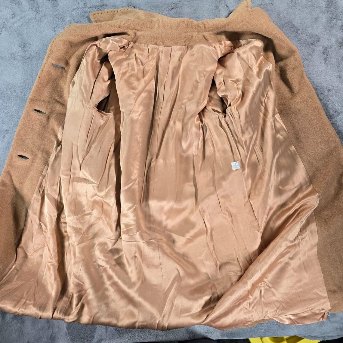 Vintage 1960s USA Union Made Tan/Camel Bouclé Wool Single-breasted Coat (L), photo 4 sur 5