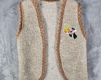 Distressed Vintage 1980s Looney Tunes Sylvester and Tweety Vest (Girls 7/8)
