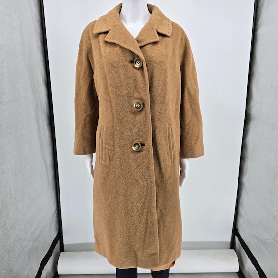Vintage 1960s USA Union Made Tan/Camel Bouclé Wool Single-breasted Coat (L)