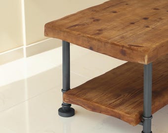 Live Edge wood Coffee Table with storage shelf