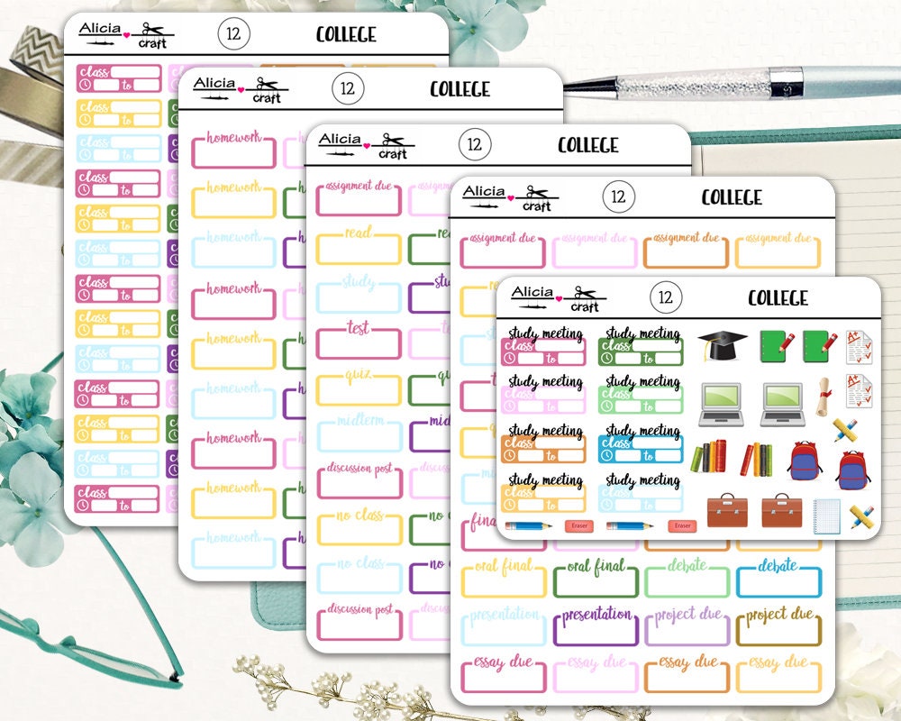 College Kit / Printable Planner Stickers / for Erin Condren - Etsy