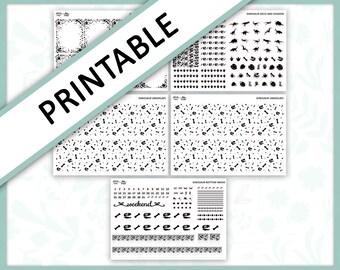 Dinosaure / Printable Foil Ready Planner Stickers Bundle / pour Erin Condren, Happy Planner, Carnets de voyage, Bullet Journals