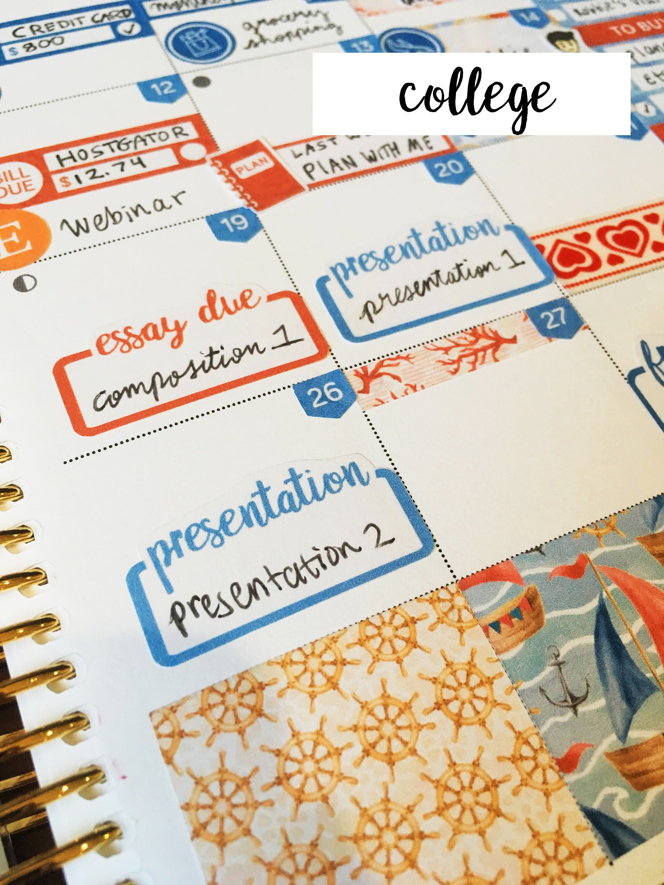 College Kit / Printable Planner Stickers / for Erin Condren, Happy ...