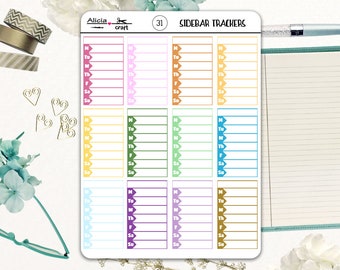 Sidebar Trackers / Printable Planner Stickers / for Erin Condren, Happy Planner, Traveler's Notebooks, Bullet Journals