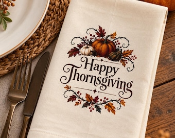 Individuell gestaltete Stoffservietten für Thanksgiving, personalisierte Herbst-Servietten, 45 x 45 cm, 6er-Set