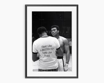 Float Like a Butterfly Sting Like a Bee, Muhammad Ali Poster, Photography Prints, Black and White Wall Art