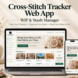 Cross Stitch Tracker Web App, WIP and Stash Manager, Digital Embroidery Project Tracker, Floss Stash Planner & Pattern Maker for Crafters
