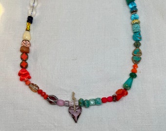 Eclectic Colorful Necklace - Gemstones - Swarovski Crystal - African Beads