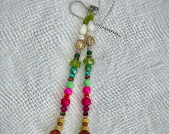 Colorful Stick Earrings - Beaded - Silver 925