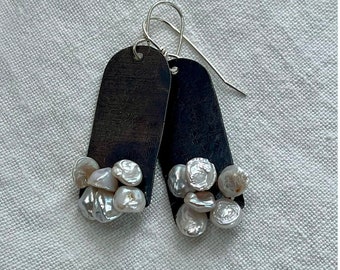 Earrings White Freshwater Pearl Clusters on Sterling Silver