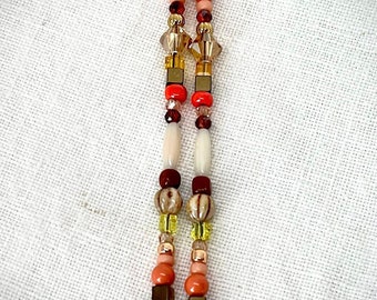 Earthy Tones Stick Earrings - Beaded - Silver 925