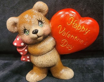 Valentine's Day Heart bear Hand Painted Ceramic I love you