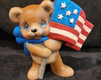 11.5x10.5 Patriotic Bear Wreath Sign Patriotic Metal Sign Wreath Sign #60 4th of July Bear America
