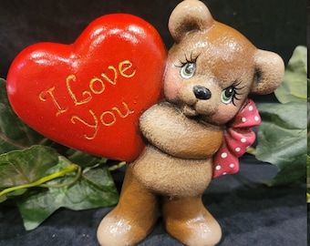 Valentine's Day Heart bear Hand Painted Ceramic I love you