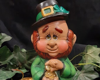 St Patrick's Day shamrock Leprechaun with a pot of gold