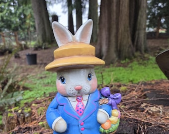 Conejito de Pascua de cerámica pintado a mano