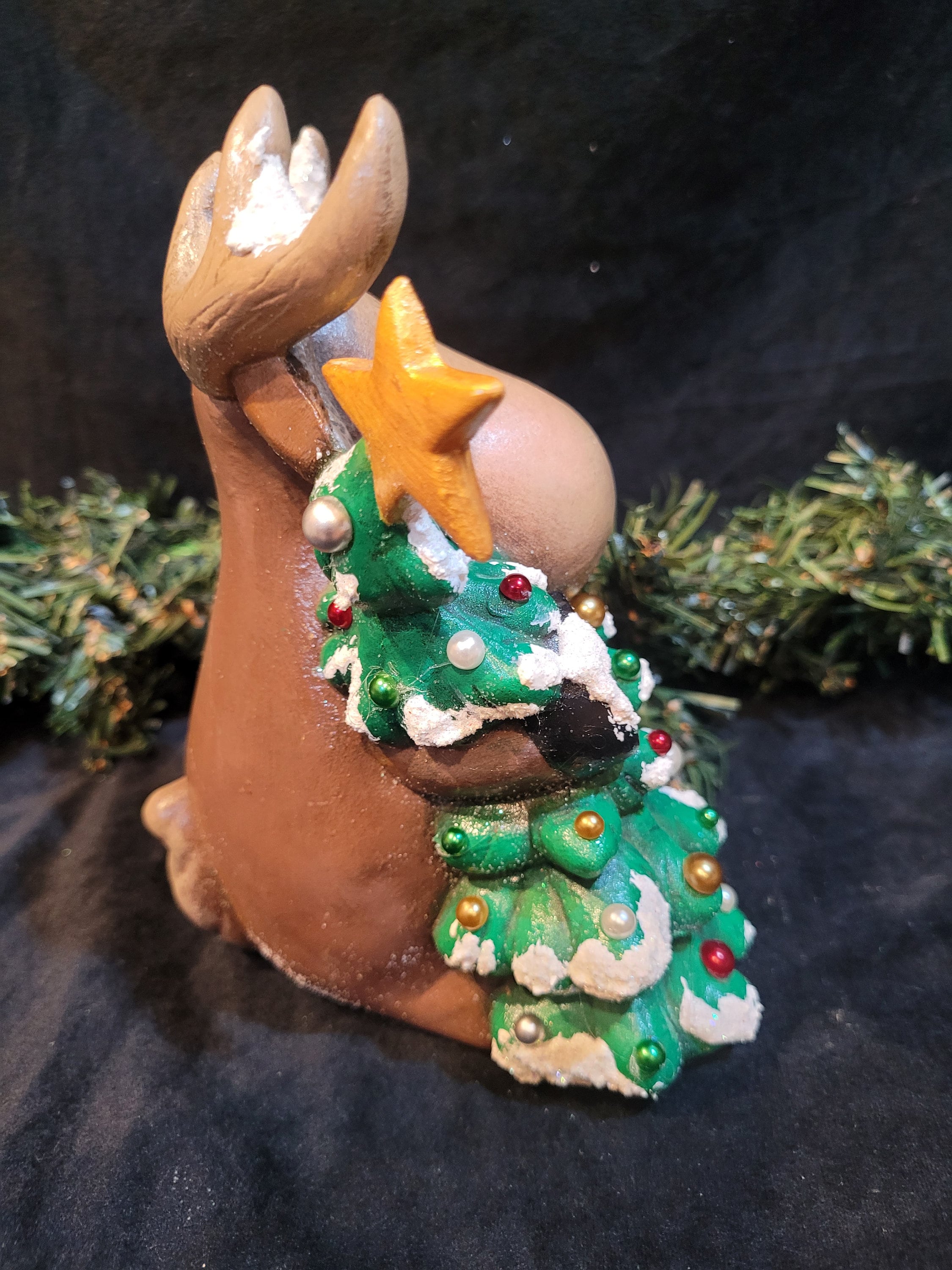 Moose Original Al トナカイのクリスマスデコレーション To Be Jolly Christmas Moose Hand Painted Ceramic 12” Tall Approx