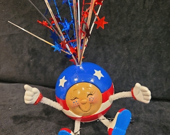 4 de julio Petardo Bomba de cereza pintada a mano Cerámica Patriótica Día Conmemorativo Militar Tío Sam