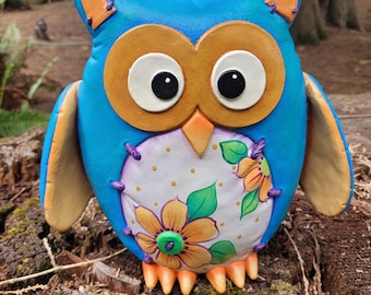 Owl hand painted ceramic perfect inside and out - Garden art