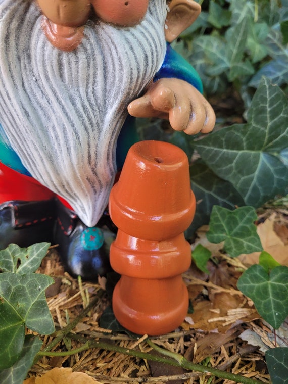 Gnome Crackpot Hat Hand Painted Ceramic Garden Patio Yard 9