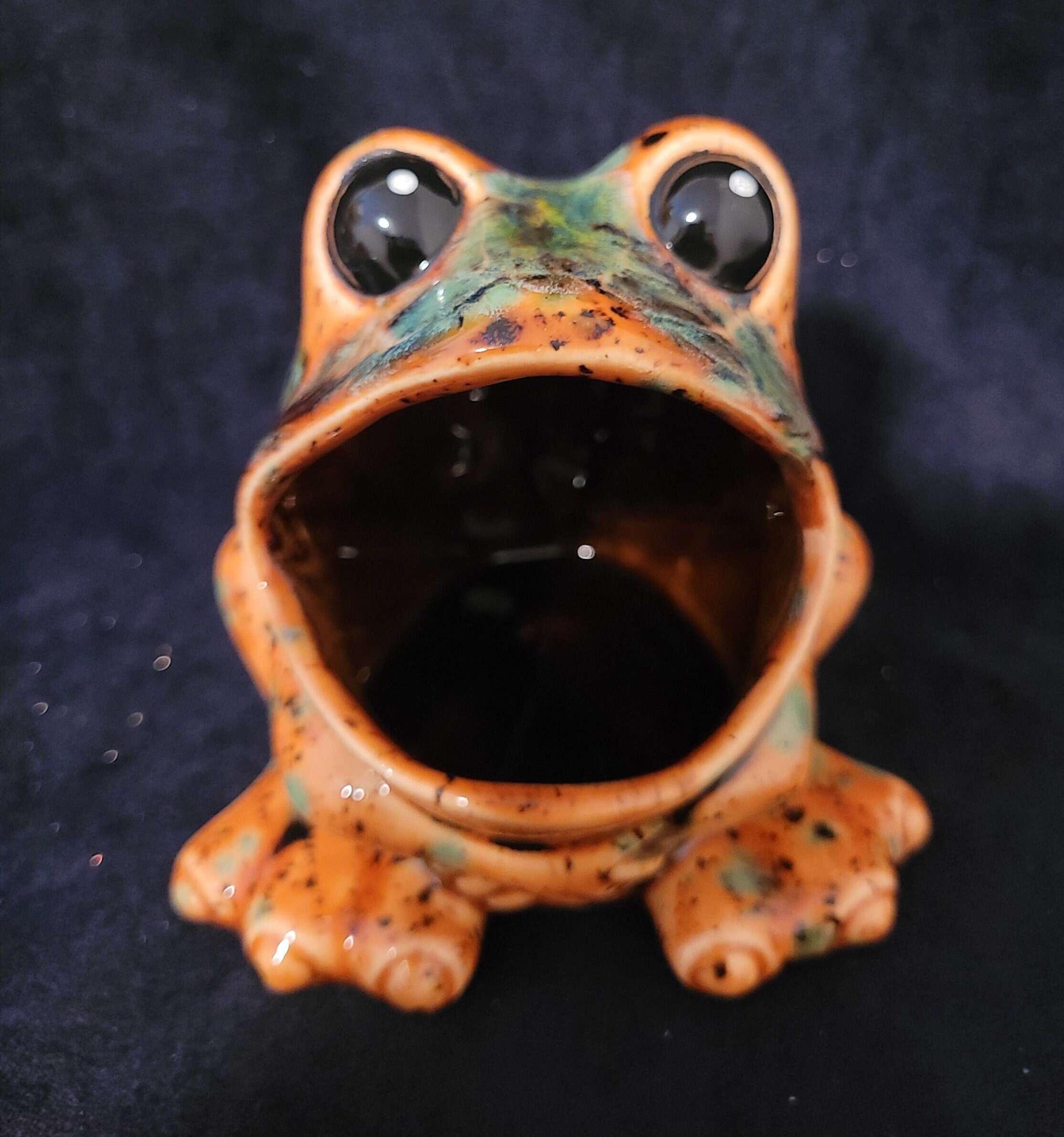 Vintage Speckled Frog Sponge White Green Scouring Pad Holder Widemouth  Retro MCM
