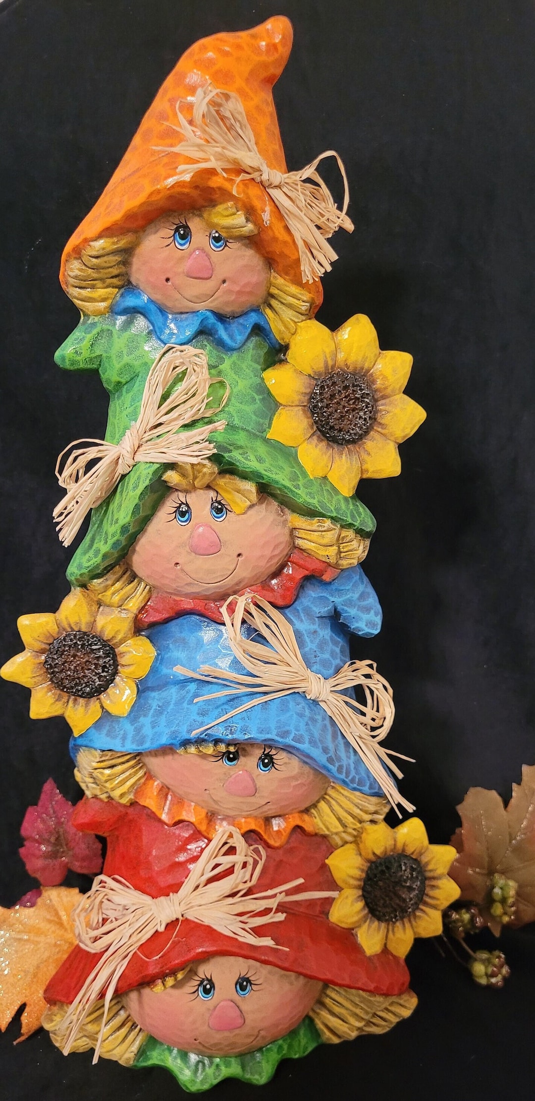 FALL Scarecrow Stack Pumpkin Hand Painted Ceramic Perfect for Fall ...