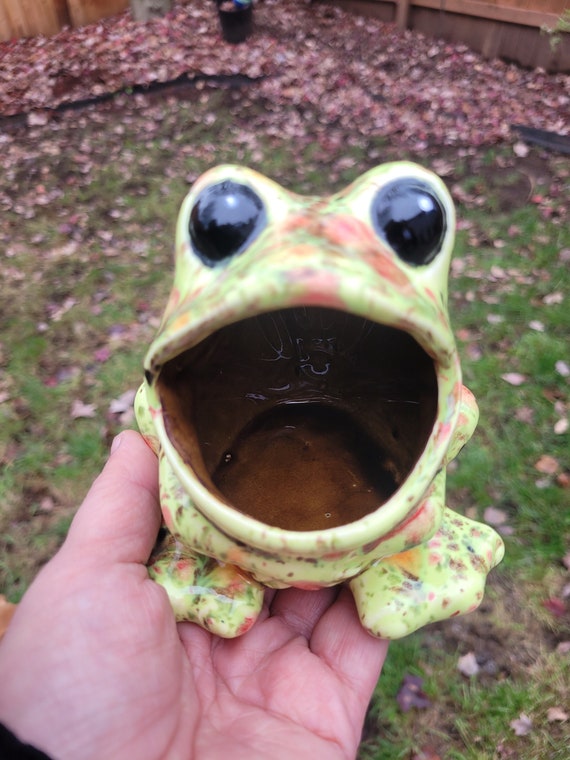 Retro Ceramic Frog scrubby sponge holder vintage mold Toad kitchen sink  bathroom