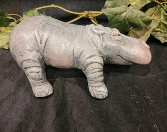 Hippo Hippopotamus Shelf sitter Lounging Hand Painted Ceramic Fresh out of the Kiln
