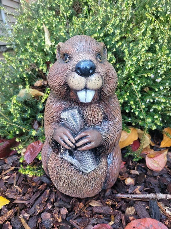 Beaver Hand Painted Ceramic Garden Porch Home Interior OSU Oregon