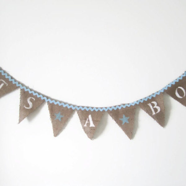 burlap IT'S A BOY banner - baby shower decoration