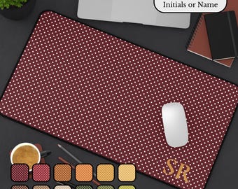 Personalisierte Schreibtischunterlage mit Polka-Dots | Neopren-Bürounterlage mit individuellem Namen | Minimalistische Schreibtischdekoration