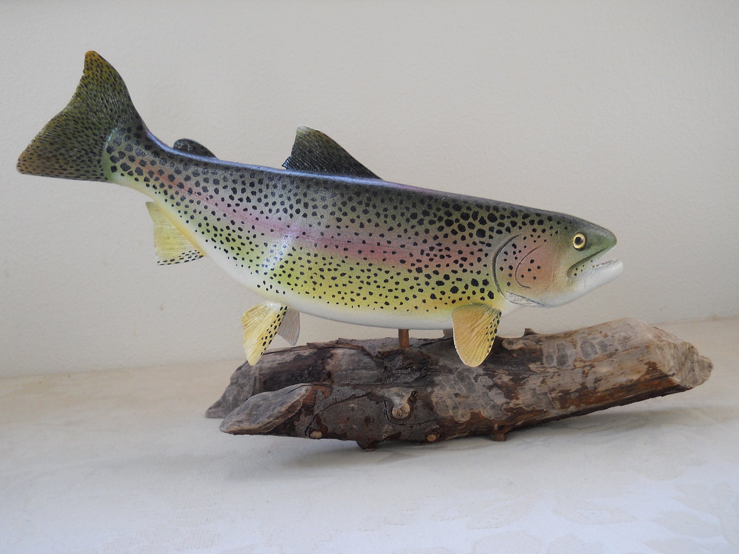 Hand Carved and Painted From Wood Trout Sculpture Etsy