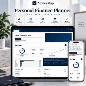 Personal Finance Planner HTML | Money Management Dashboard | Budget, Savings, Debt, Bills, Net Worth & 24 Financial Calculators