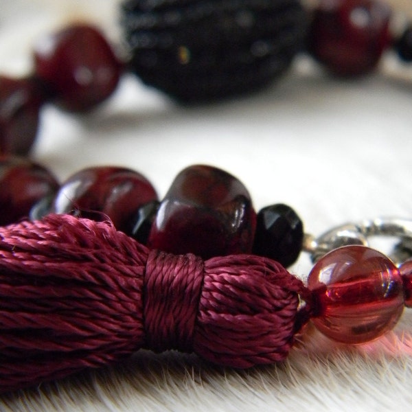 Wine Red Beaded Chakra Bracelet... Red Jasper, Firefly Gardens