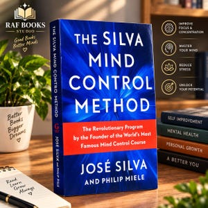 May include: A book titled The Silva Mind Control Method by José Silva and Philip Miele with a blue cover featuring a radial light burst design and a red horizontal band containing descriptive text about the revolutionary programme.