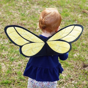 Honey Bee wings costume, insect wings, kids costumes, pretend play, dress up, bee costume, yellow and black handmade quilted wings image 1