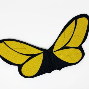 Honey Bee wings costume, insect wings, kids costumes, pretend play, dress up, bee costume, yellow and black handmade quilted wings image 2