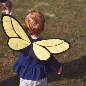 Honey Bee wings costume, insect wings, kids costumes, pretend play, dress up, bee costume, yellow and black handmade quilted wings image 8