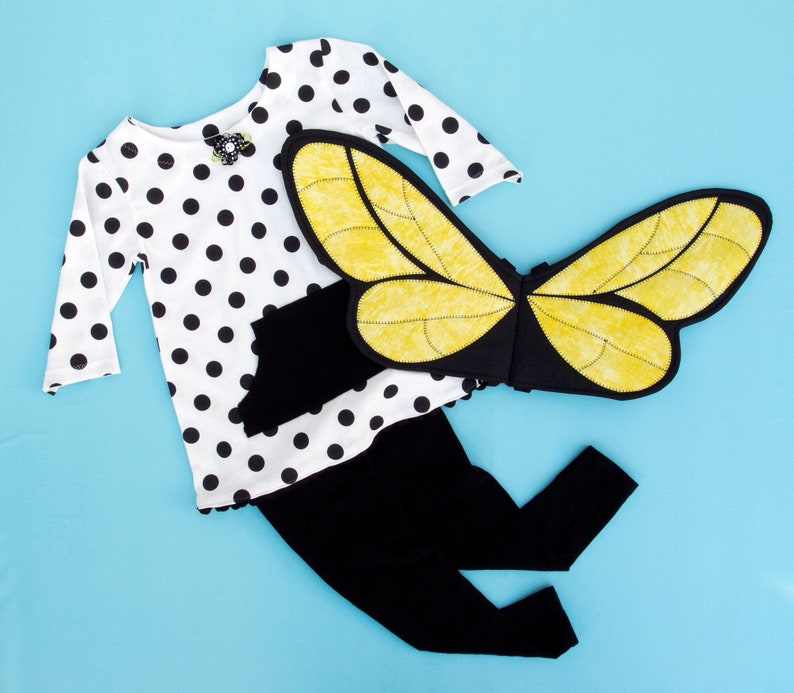 Honey Bee wings costume, insect wings, kids costumes, pretend play, dress up, bee costume, yellow and black handmade quilted wings image 9